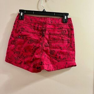 Lovesick Red and Black Graphic High Waisted Shorts Size 3
